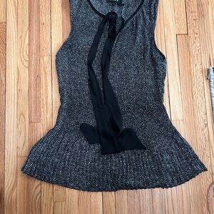 DKNY Black and Gray Sleeveless Blouse